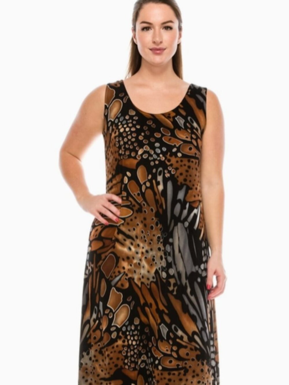 Jostar Brown Sleeveless Dress.